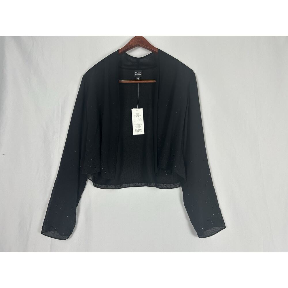 Eileen Fisher Silk Sequin Top Blouse Sheer Womens Medium Size Small NEW